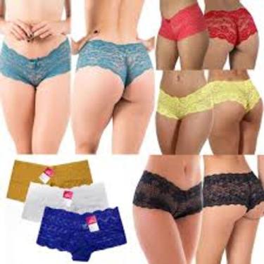 Imagem de kit 10 Calcinhas Calesson Shortinho Renda Confortável Caleçon Rendada 