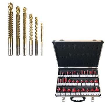 Imagem de Kit 6 Brocas de Corte Lateral + Jogo 35 Fresas Para Tupia - CHARBS