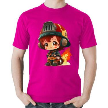 Imagem de Camiseta Algodão Bombeiro Mirim - Foca na Moda, Rosa, GG