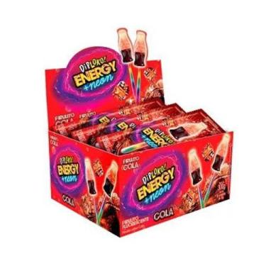 Imagem de Pirulito Neon com Cabo que Brilha no Escuro Sabor Cola- 30Un - Danilla