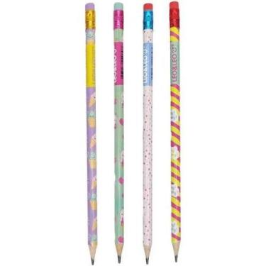 Imagem de Kit Lápis Preto HB com Borracha Picolé Estampas Diversas - LEO&LEO, KI