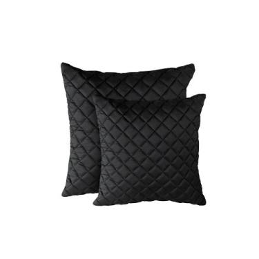 Imagem de Kit 2 Almofadas Tressê 50x50cm e 40x40cm Veludo Preto - Nexta Casa