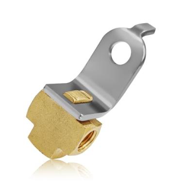 Imagem de PVOTAWP União de linha de freio 3/16 Conexões de linha de freio de latão de 3/40.6 cm, T de linha de freio de 3/40.6 cm com suporte de montagem para roscas de 3/20.3 cm-24 mantendo o sistema de freio,