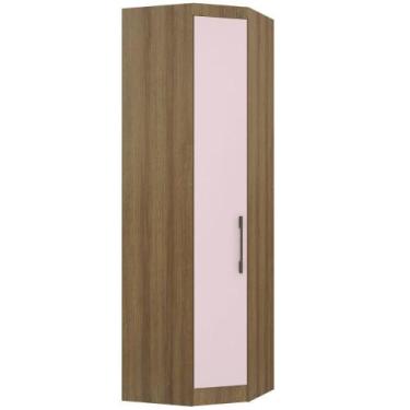 Imagem de Guarda Roupa Canto Diagonal 70cm 1 Porta Paris Avelã Rosa Pf - LUCIANE