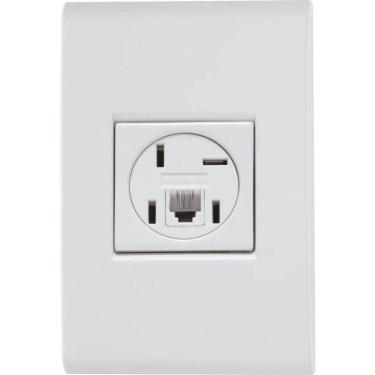 Imagem de Conjunto 4 X 2 Com 1 Tomada  4p E Rj11 Liz Branco - Tramontina