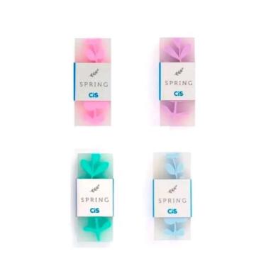 Imagem de Borracha escolar Cis floral kit 4 cores pastéis