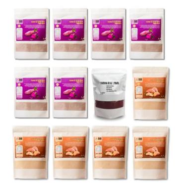 Imagem de Kit 12 Un Farinha Batata Doce Polpa Laranja, Roxa e Beterraba Pó 5.450
