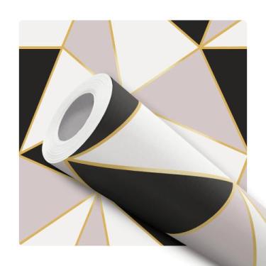 Imagem de Papel De Parede Vinílico Geométrico Nude E Preto Sala Quarto 5m - DELI