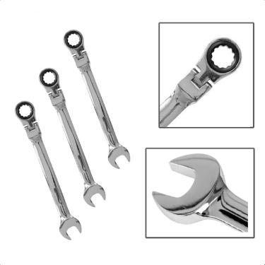 Imagem de Kit Chave Combinada Catraca Cabeça Articulada 10mm 13mm 15mm