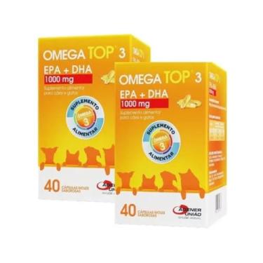 Imagem de Kit 2 Omega Top 3 1000 mg Suplemento Alimentar para Cachorro cão cães e gatos