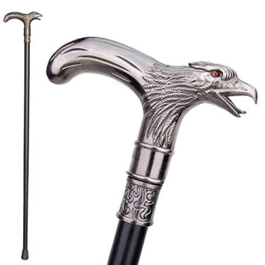 Imagem de Bengala de cavalheiro com cabeça de águia de olhos vermelhos de 91 cm, acessório para uso diário, drama, cosplay de bruxa, adereço de palco