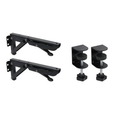 Imagem de Bitray Extensor de mesa, suporte dobrável, suporte de bandeja de mesa para teclado de PC de mesa, bandeja de teclado, preta, sem perfuração, braçadeira para teclado cabe 1,2 cm a 5,6 cm de espessura