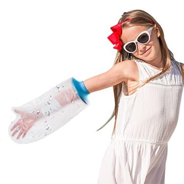 Imagem de SUPERNIGHT Capa de braço impermeável para chuveiro infantil, protetor de gesso de braço para banho, protetor de bandagem impermeável para ferimentos de braço, pulso e mão (grande)