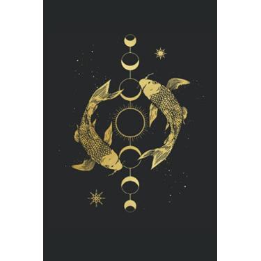 Imagem de Koi Carp Moon Phase Astrology Ying Yang Anti Stress Japan Fish Garden Pond: NOTEBOOK - Funny Japan Souvenier Fish Koi Gift, Gift Idea - A5 (6x9) - 120 ... Book, Sketch, Planner, Birthday, Funny, Sweet