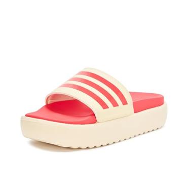 Imagem de adidas Sandália feminina Adilette Platform Slide, Baunilha quente/vermelho semi lúcido/vermelho semi lúcido, 37