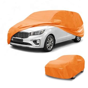 Imagem de Partuto Capa de carro à prova d'água para todos os climas, automotiva, ao ar livre, anti-UV, proteção contra chuva, cobertura externa completa para Kia Carnival, filme de alumínio laranja com zíper
