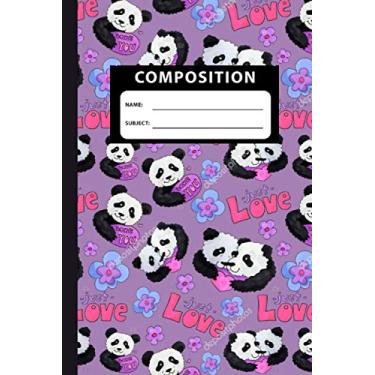 Imagem de Composition Notebook: Pretty Panda Cartoon Print College Ruled Notebook for School, University and College. Nifty Lined Journal for Students, Kids and Teens for Writing & Notes