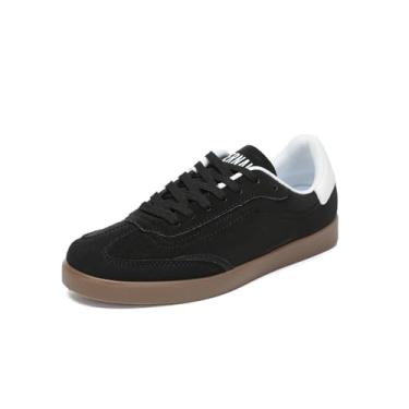 Imagem de Bernal Tênis feminino moderno sem cadarço e cano baixo confortável escolar casual tênis antiderrapante para caminhada e viagem, Preto + branco, 36