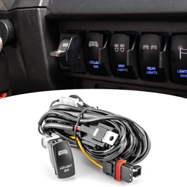 Imagem de Wsays Kit de chicote de fiação de barra de luz LED Plug & Play 12V 1 conector de barra de alimentação de pulso de chumbo Interruptor basculante compatível com Polaris Ranger General RZR 2018-2025
