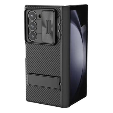 Imagem de Para Samsung Galaxy Z Fold 6 Case Capa dobrável com suporte de lente Proteção traseira Capa para Galaxy Z Fold6 5g, Preto, Para Galaxy Z Fold 6
