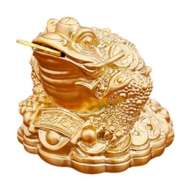 Imagem de Wswqop Estátua de sapo de dinheiro de Feng Shui, escultura de prosperidade, ornamento de mesa, estatueta de sapo dourado para quarto, Style a