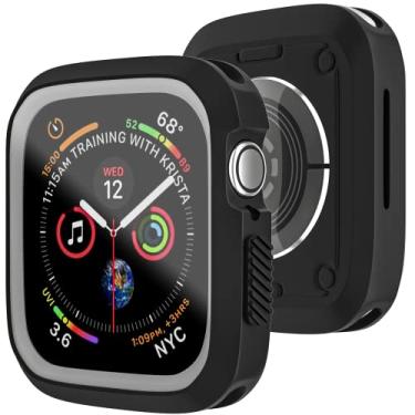 Imagem de D & K Exclusives Capa compatível com Apple Watch de 45 mm, à prova de choque, durável, flexível, protetora para iWatch séries 9, 8 e 7, para mulheres e homens, crianças, GPS Smartwatch, preta, cinza
