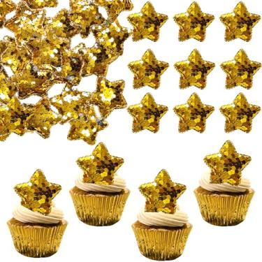 Imagem de Gyufise 24Pcs Star Cupcake Topper Twinkle Twinkle Little Star Cupcake Picks Kids Birthday Wedding Engagement Baby Shower Cake Decorations Party Supplies Gold