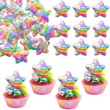 Imagem de Gyufise 24Pcs Star Cupcake Topper Twinkle Twinkle Little Star Cupcake Picks Kids Birthday Wedding Engagement Baby Shower Cake Decorations Party Supplies Multicolor