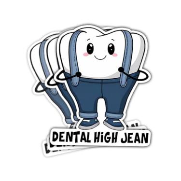 Imagem de (3 peças) Adesivo Dental High Jeans, Adesivo de Higiene Dental, Adesivo de Dente Presente para Dentista, Adesivo de Vinil Cortado, Impermeável, Laptop, Garrafa de Água, Janela, Capacete de Telefone
