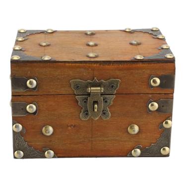Imagem de Caixa de Tesouro Vintage, 14,8x10,2x9,8cm Fechadura de Combinação Retro Caixa de Armazenamento Segura Baú Decorativo Vintage Com Fechadura para Joias, Fotos, Itens de Decoração