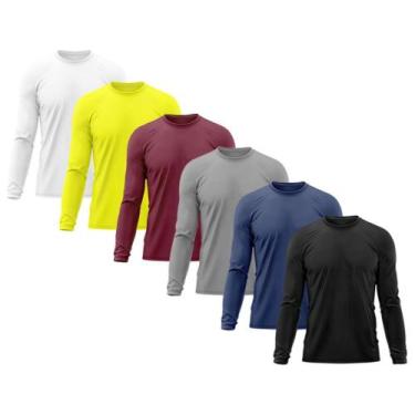Imagem de Kit 6 Camisetas Masculina Adulto Proteção Solar UV Manga Longa Segunda