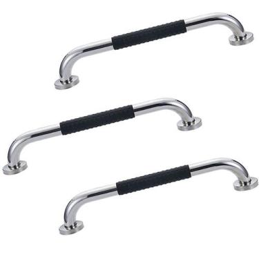 Imagem de Barra de Apoio Inox 30cm Suporte Antiderrapante Kit 3 unidades Idoso G