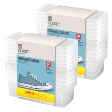 Imagem de Sapateira Organizador Para Calçados Kit 12 CaixaS Plástica Com Tampa P