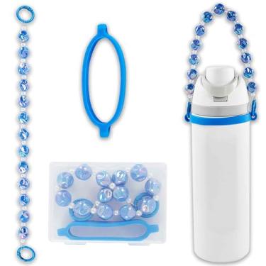 Imagem de Bigwaves Alça de silicone para garrafa, garrafa de água Freesip - Serve para 473 ml a 1,134 g, acessórios de aderência para transporte de garrafa de água para corrida, academia ou corrida (azul)