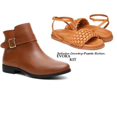 Imagem de Kit Destaque Bota Country Couro  Sandalia Papete Moda - Evora, 37