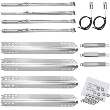 Imagem de Utheer Peças de reposição para churrasqueiras a gás Charbroil Advantage Series 4 463344116 466344116, tubo de queimador de aço inoxidável, protetor de barraca de placa térmica, peças de grade de tubo