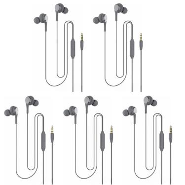 Imagem de Fones de ouvido com fio e microfone, pacote com 5 unidades (cinza escuro)