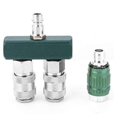 Imagem de QANYEGN Conector rápido reto em dois sentidos dos EUA, conector fêmea macho de válvula ajustável, conector de compressor de ar para industrial