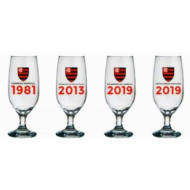 Imagem de Conjunto 4 Taças Flamengo 300ml Licenciado Cerveja Chopp - allmix