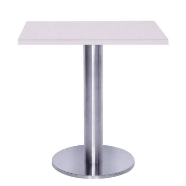 Imagem de Mesa Beta Big Inox 75 Cm (alt) Disco Redondo Tampo Mdp Quadrado 60 Cm (larg) X 2,50 Cm (alt) Branco