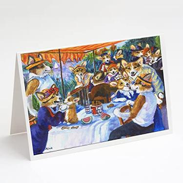 Imagem de Caroline's Treasures 7321GCA7P Corgi Boating Party Cartões e Envelopes Pacote com 8, 7 x 5, multicolorido