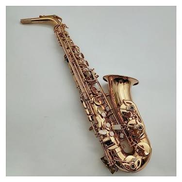 Imagem de Saxofone Alto Eb Tune Saxofone Latão Dourado Lacado Instrumento E-Flat Sax Com Capa de Lona e Acessórios