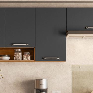 Imagem de Armário de Cozinha Aéreo 4 Portas e 1 Nicho Vegas Itatiaia Cinamomo/Grafite Intenso