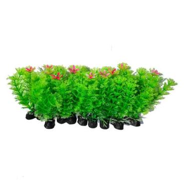Imagem de Planta Artificial Verde c/ flor Aquário Decoração 10 un 8cm  - SKRw