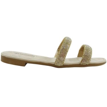 Imagem de Tamanco Feminino Rasteira Casual Dia a Dia Passeio Trabalho Salto Baixo com Strass Mississipi Mb281