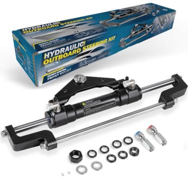 Imagem de Cilindro de direção hidráulico HC5345-3 para barcos de popa até 300 HP, montagem frontal, pressão máxima 10,3 MPa/1500 PSI, liga de alumínio de alta resistência, válvula de bloqueio bidirecional,