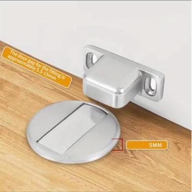 Imagem de Trava Magnética para Porta, Fixador de Batente em Inox, 42mm x 56mm, Kit com 4 Peças