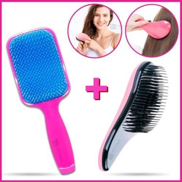 Imagem de Kit Escova Cabelo Raquete + Escova Mágica Desembaraçadora - Monolo, Va
