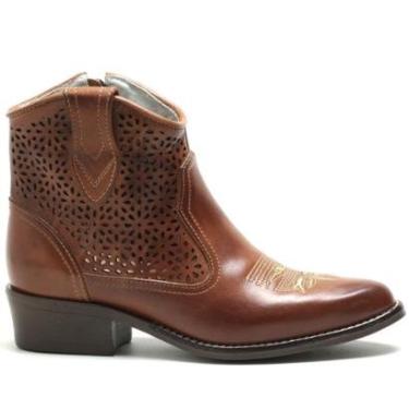 Imagem de Bota Texana LOOKSTOCK Couro Cano Curto Feminina-Feminino
