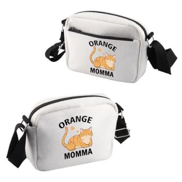 Imagem de VAMSII Bolsa tiracolo Tabby C-at Lover Gift Or-ange Momma Or-ange Ca-t Mom Bolsa de viagem Oran-ge Ca-t Presente para dono, Laranja Momma B C
